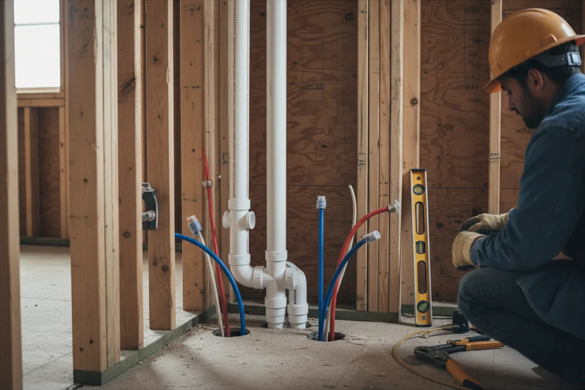 Drain and supply rough-in during Leak Detection in Algonquin